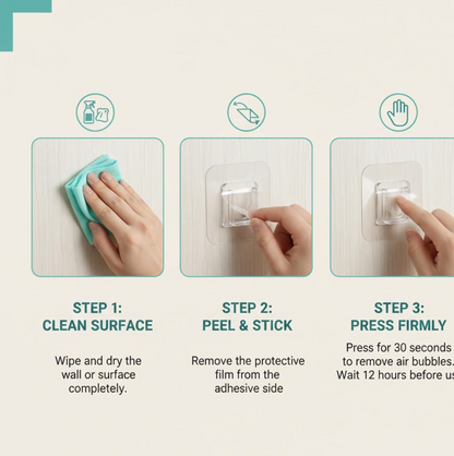 Transparent Adhesive Male Hook Used For Hanging Various Types Of Items (1Pc)