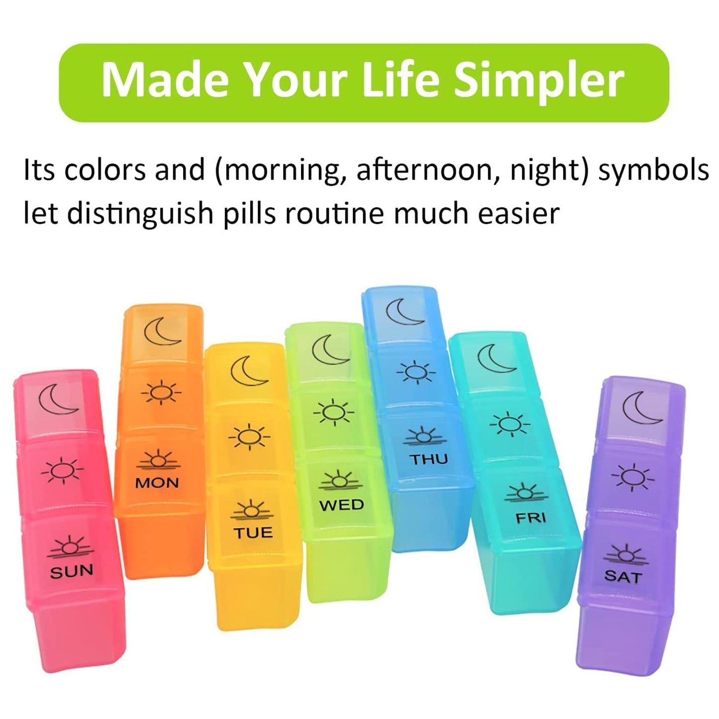 Pill Box 7 Day Weekly Medicine Organizer Daily Planner Portable Travel Container Holder for Vitamin and Supplement Moisture-Proof Compartments Case for Pocket Purse Easy to Use BPA Free (21 Grid) Your Brand