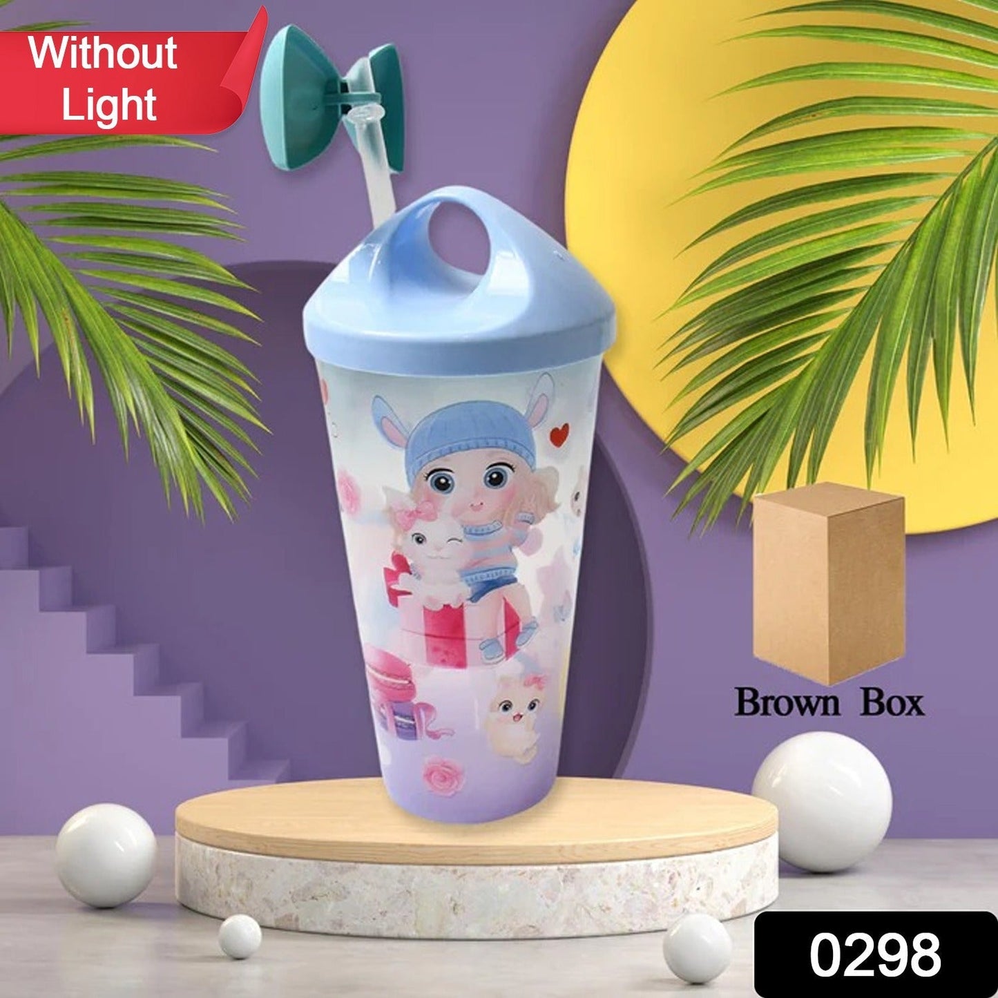 Unicorn Water Bottle with Straw & Lid for Kids (Without Light) Your Brand