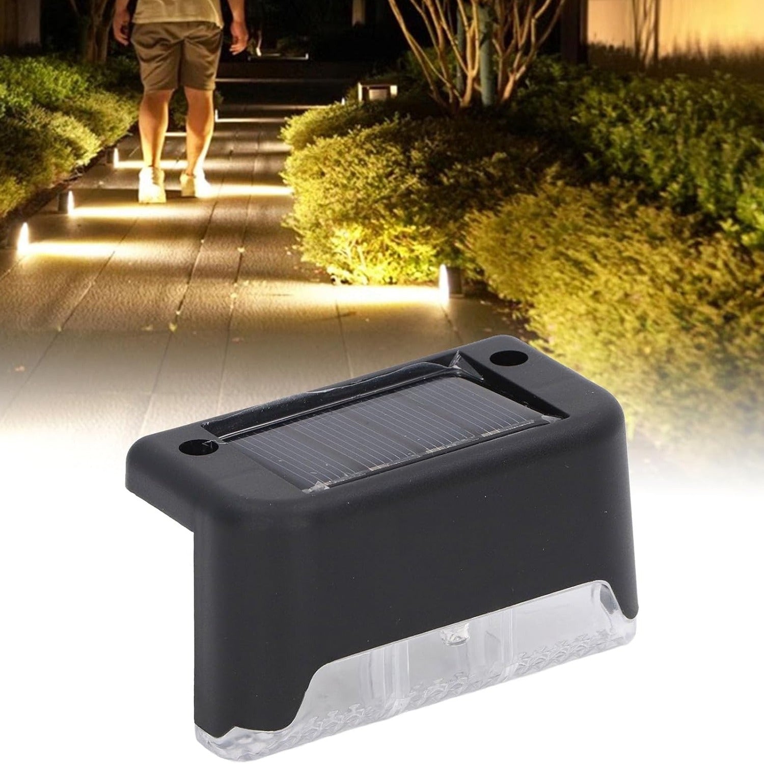 Solar Decorative Lights, Waterproof Durable Garden Atmosphere Lights Stair Lights Railing Lights Step Steps Lights for Outdoor Patio Courtyard Stair Step Fence Patio Stairs,Yard, Garden Pathway ( 4 Pc Set) Your Brand