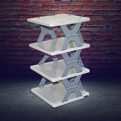 Foldable Shoe Rack (1 Pc, 4 Layers): Space-Saving, Entryway Storage Your Brand