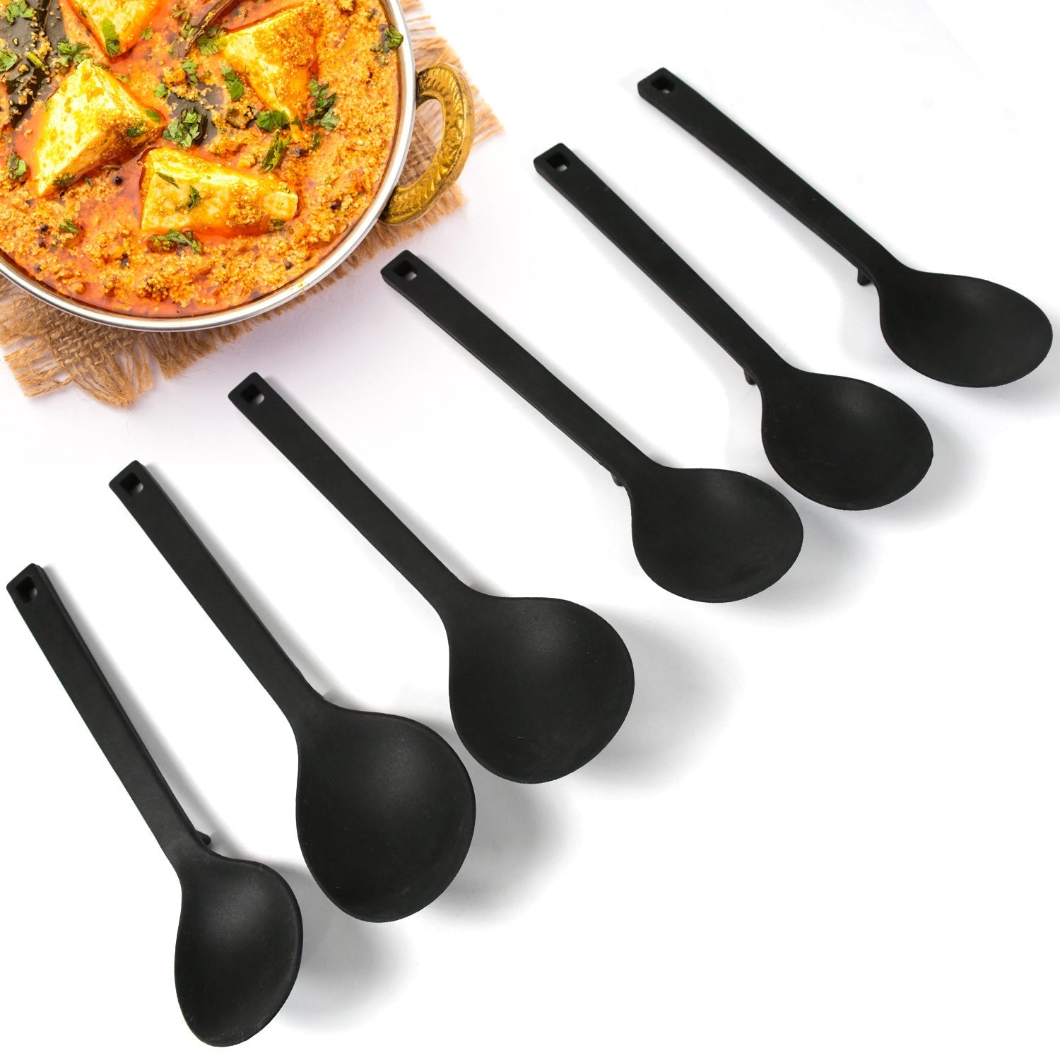 Multipurpose Silicone Spoon, Silicone Basting Spoon Non-Stick Kitchen Utensils Household Gadgets Heat-Resistant Non Stick Spoons Kitchen Cookware Items For Cooking and Baking (6 Pcs Set) Your Brand