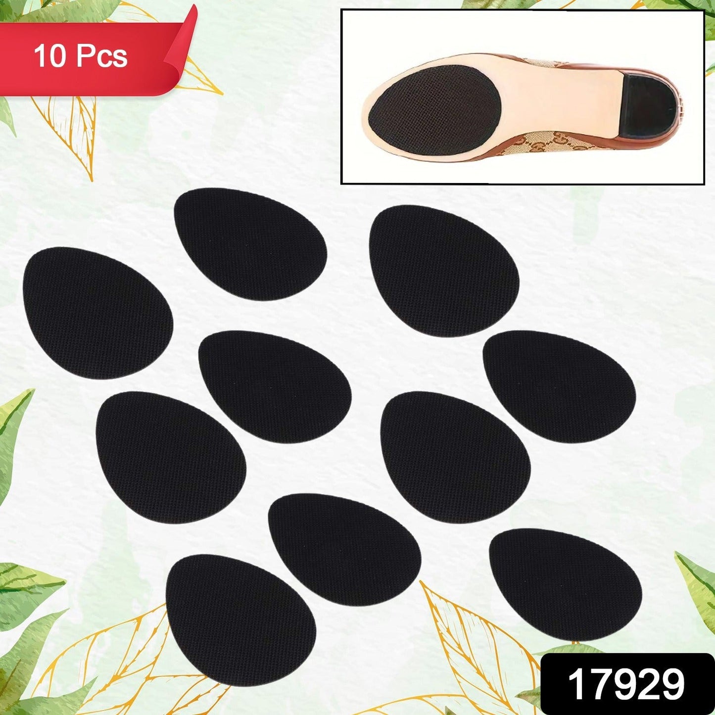 Non-Slip Shoe Pads, Rubber Shoe Sole Protector Pads, Self-Adhesive Shoe Grips Pads Stickers Non Skid for Ladies Shoes, High Heels, Boots (10 Pcs Set) Your Brand