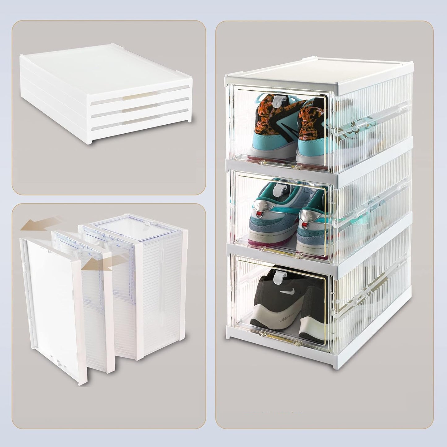 Stackable Multifunctional Storage, for Clothes Foldable Drawer Shelf Basket Utility Cart Rack Storage Organizer Cart for Kitchen, Pantry Closet, Bedroom, Bathroom, Laundry (3 Layer / 1 Pc) Your Brand