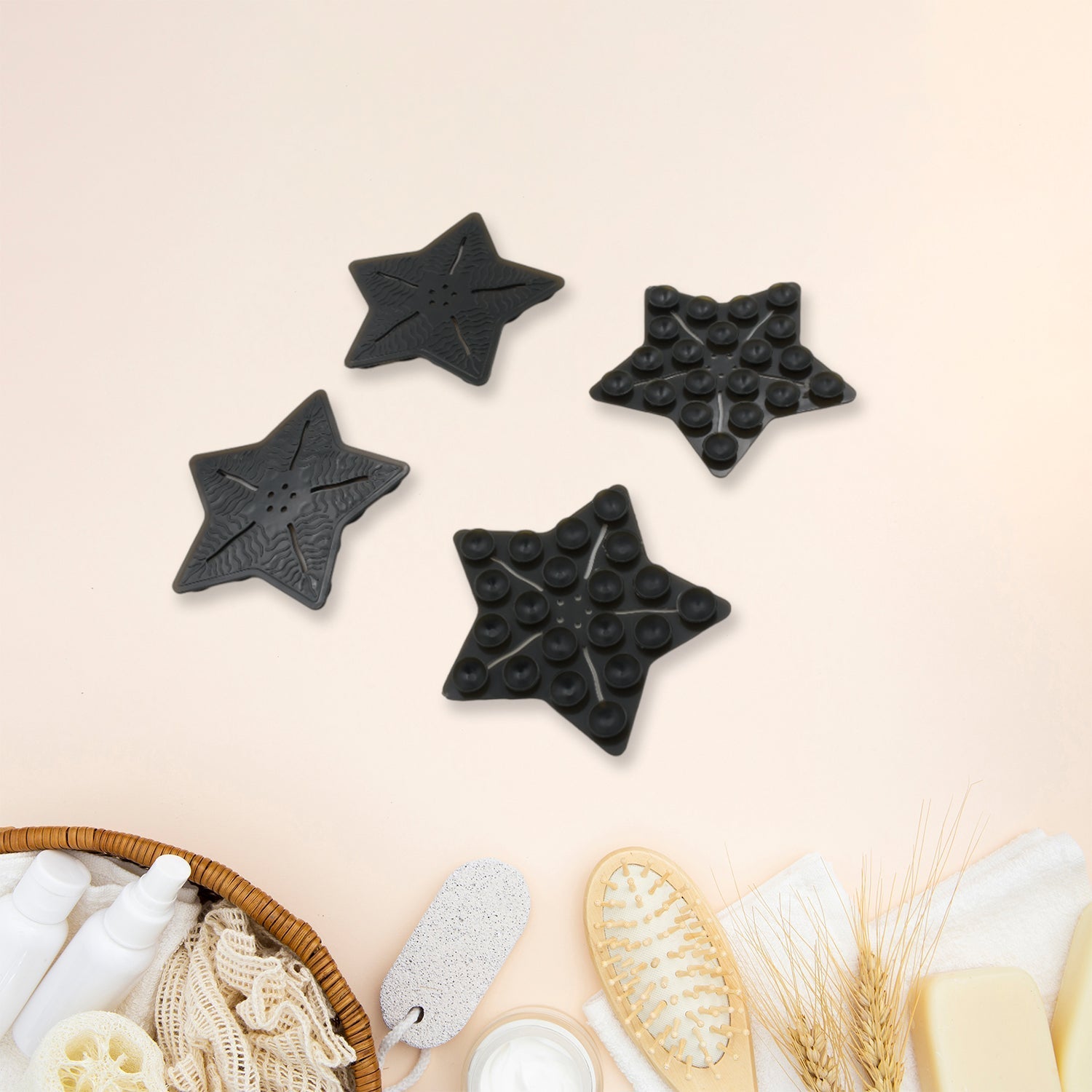 Mini  Pvc Anti-Slip Bat Mat Non Slip Baby Bath Mats, Mini Child Safety Anti Slip Shower Mats Star Shaped for Kids (4 pc Set) Your Brand