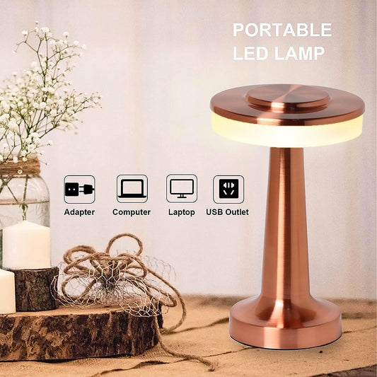 LED Lamp with Touch Control | Decorative Desk Lamp, Portable Metal LED Table Lamp, USB Rechargeable, 3 Color, 3 Levels Brightness, Dimmable Eye Protection Modern Lamp for Home Decor Party Kids Room Bedroom (1 Pc) Your Brand