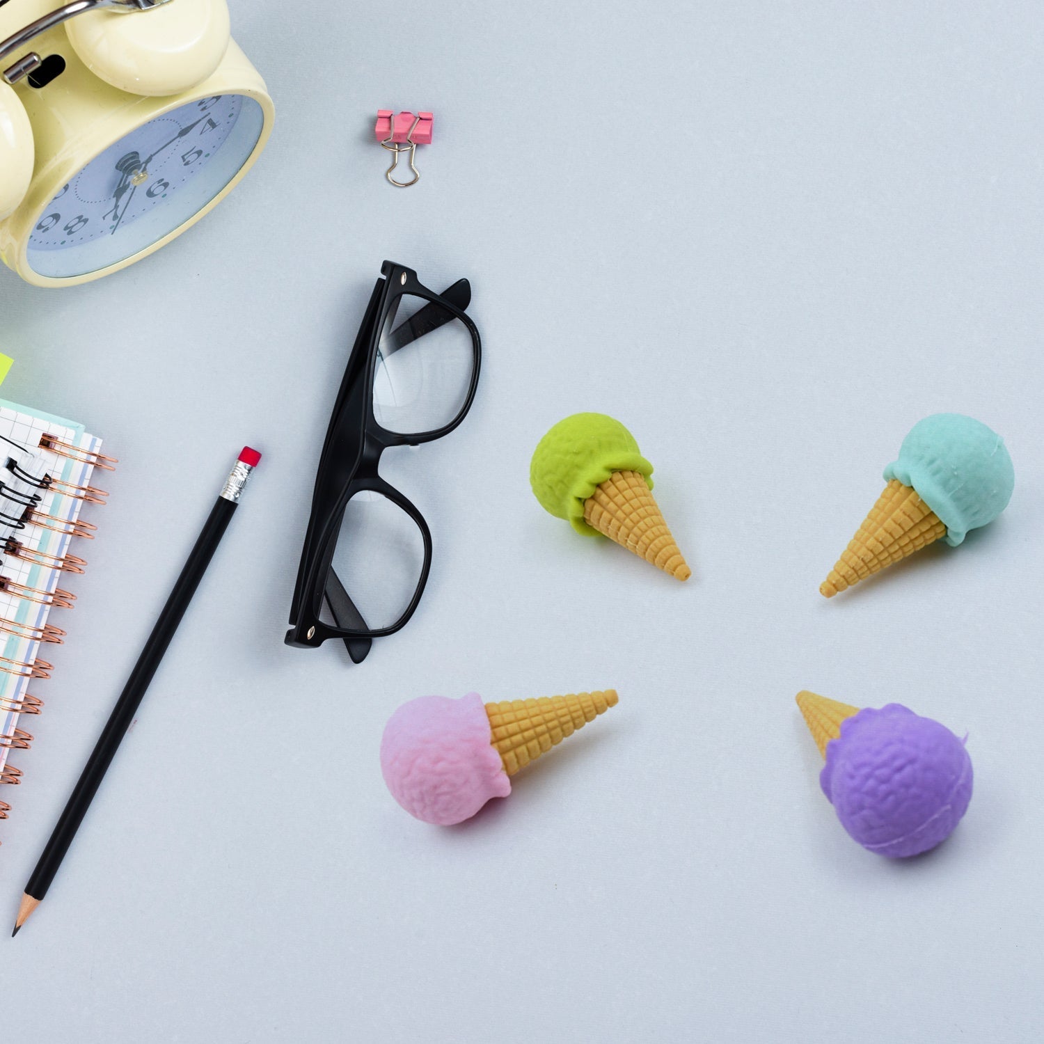 Cone Eraser for Girls & Boys / Eraser for School B'Day Return Gift Party Doughnut Lollipop Ice Cream Theme Shape Erasers Pencils Set for Kids Educational Stationary kit, School Supplies (1 Set 4 Pc) Your Brand