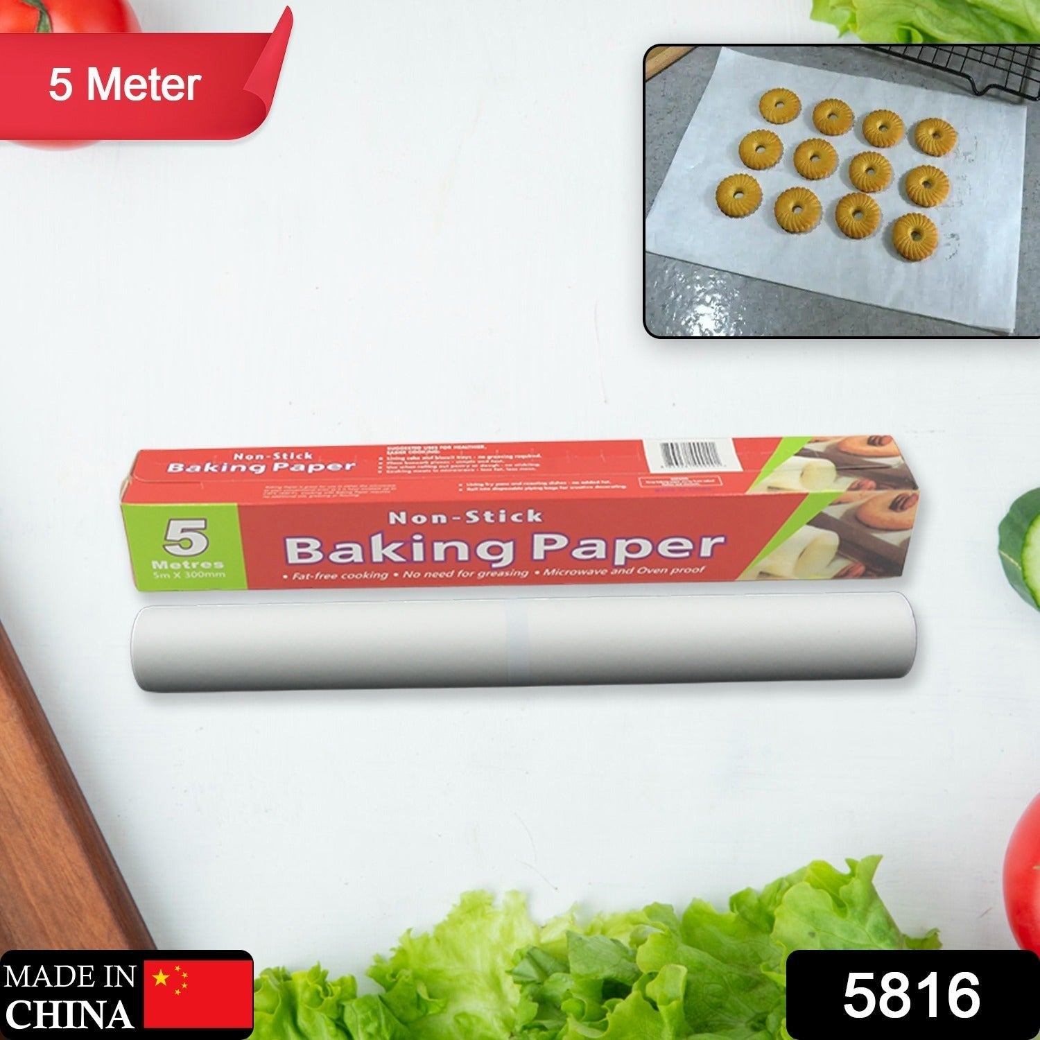 Non-Stick Parchment Paper: Easy Cleanup for Baking, Grilling & More (Microwave & Oven Safe / 5 MTR) Your Brand
