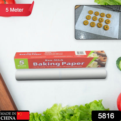 Non-Stick Parchment Paper: Easy Cleanup for Baking, Grilling & More (Microwave & Oven Safe / 5 MTR) Your Brand