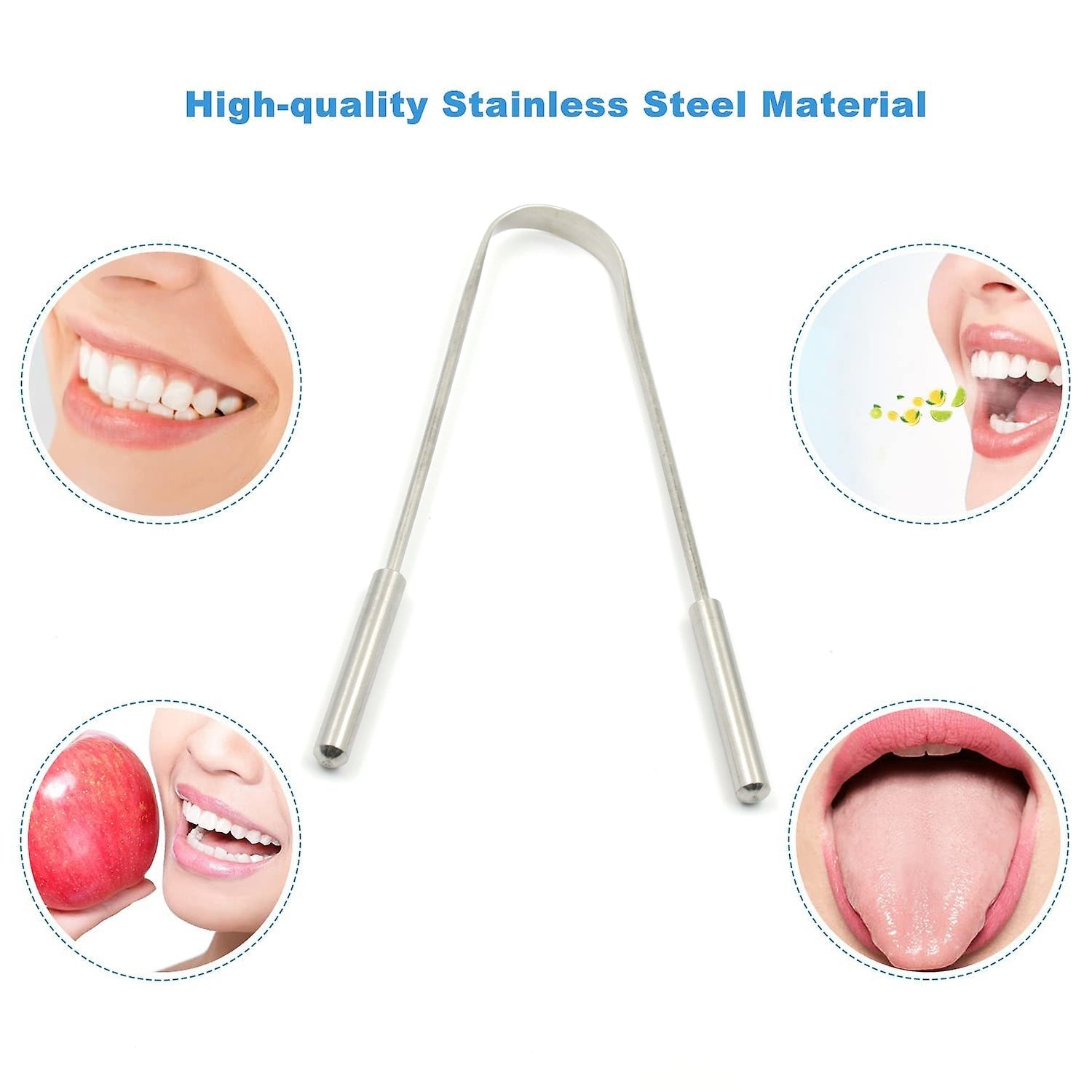 Tongue Cleaner For Kids & Adults | Tongue Scraper For Bad Breath, Maintain Oral Hygiene for Daily Use | for Fresh Breath & Bacteria Removal | Improved Taste (Steel, Copper, Tongue Cleaner / 1 Pc) Your Brand