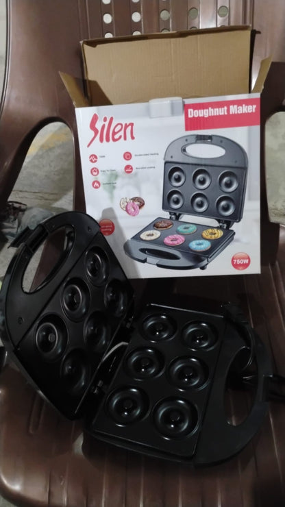 Donut Maker Machine 750W Electric Donut Maker 6pcs Circle Shaped cavity (1 Pc / With 2 PIN Plug Converter 1 Pc ) Your Brand