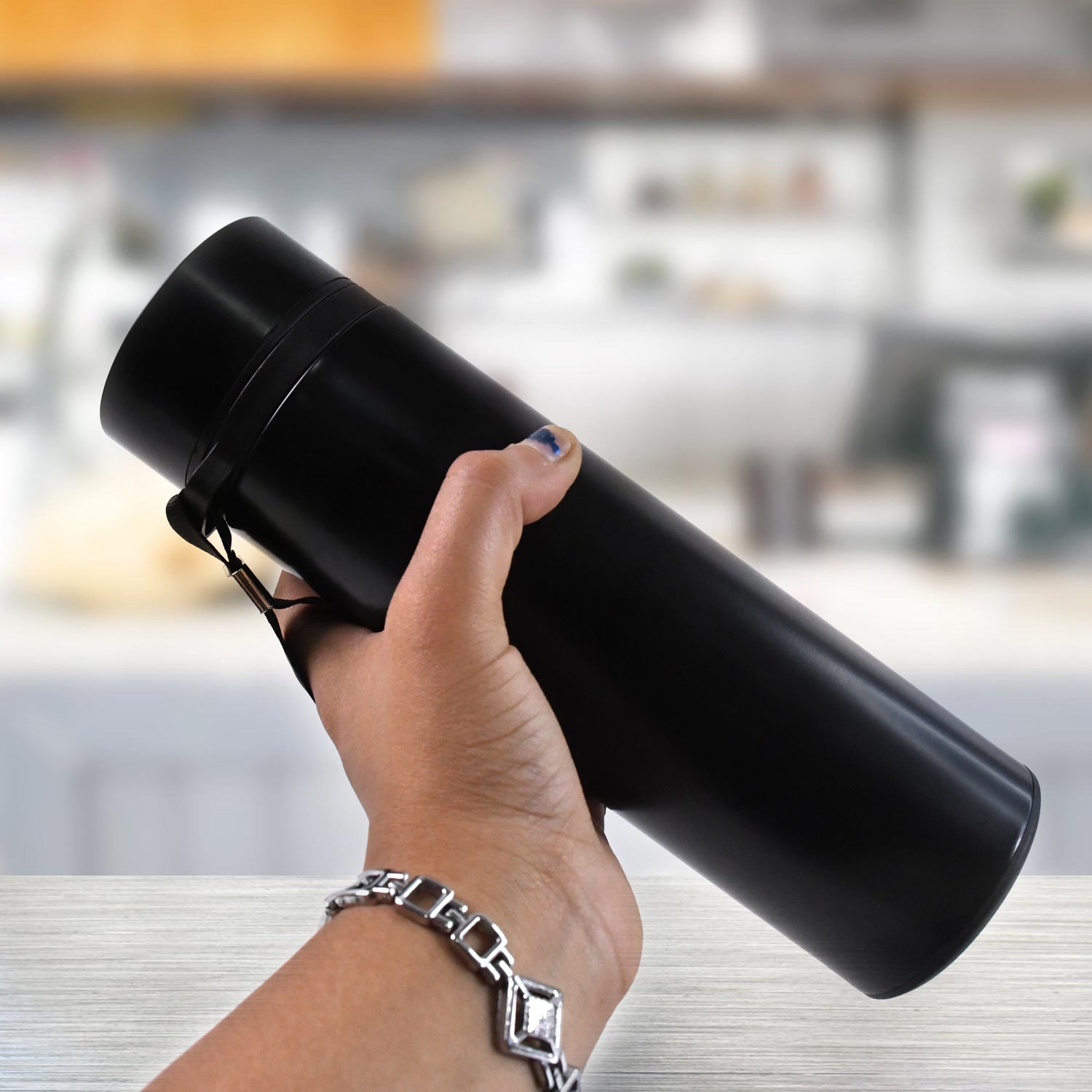 Double Wall Stainless Steel Water Bottle Screen Smart Temperature Display (500ml) Wukusy