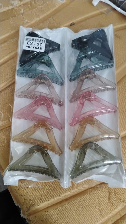 Triangle Shape Mix Color Plastic Hair Claw Clip for Women and Girls – 1 Pc