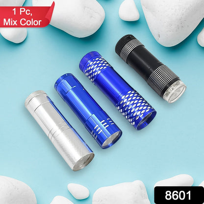 Portable Mini Torch, Super-Bright Mini 9 LED Bulb Pocket Torches - Torch Flashlight for Camping, Hiking, DIY, Travelling, Outdoors and More 3 Battery operated (Battery not included / 1 pc / Mix Color) Your Brand