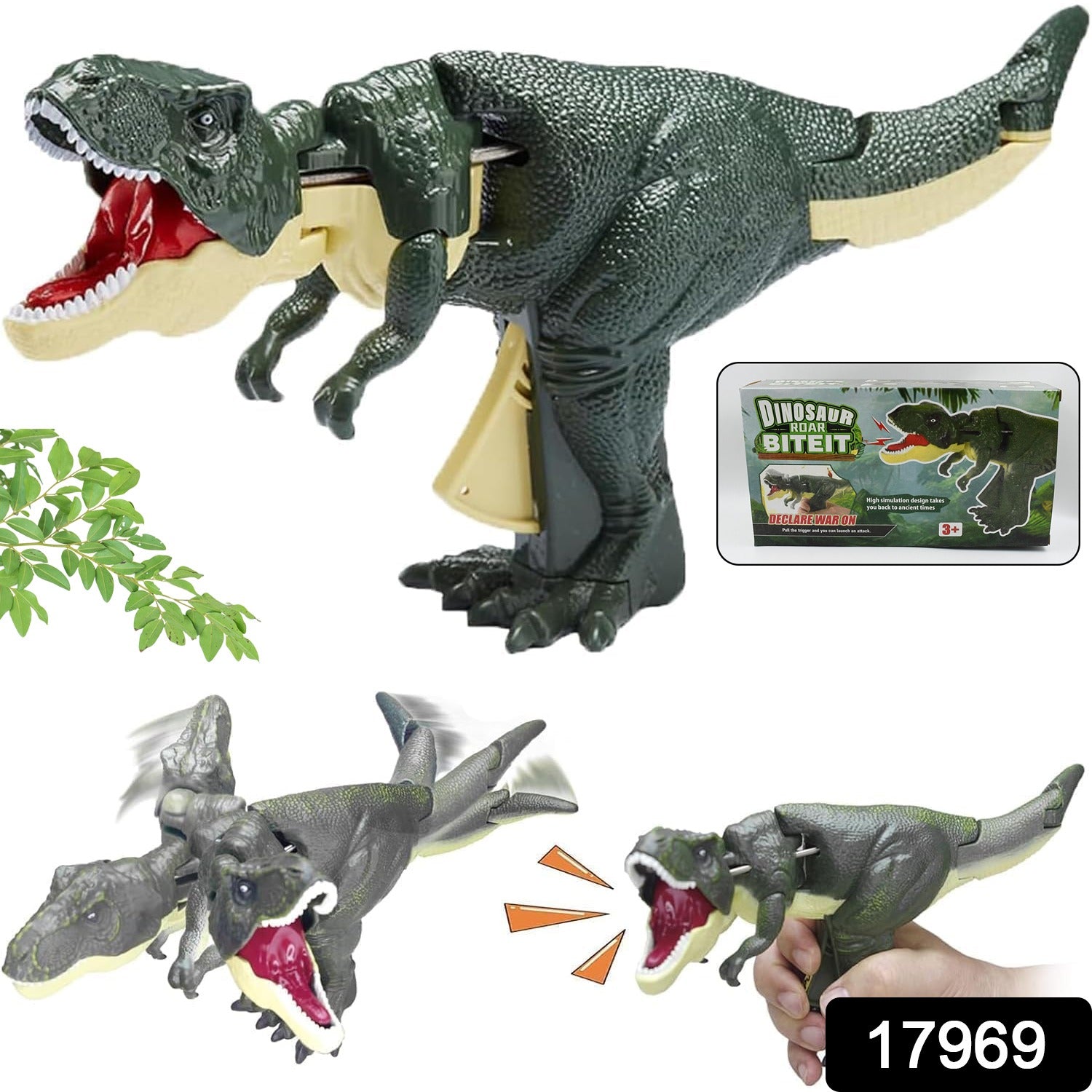 Dinosaur Roaring Toys Trigger, Dinosaurs Toys with Dinosaur Sound Lighting Model Vibrating Head Moving (3 + Years / 1 Pc) Your Brand