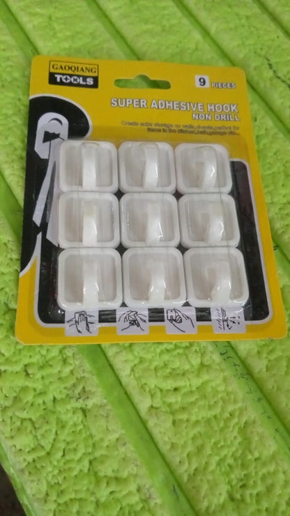Adhesive Hooks for Wall Hanging Clothes Strong Adhesive Hooks (9 pcs Set) Your Brand