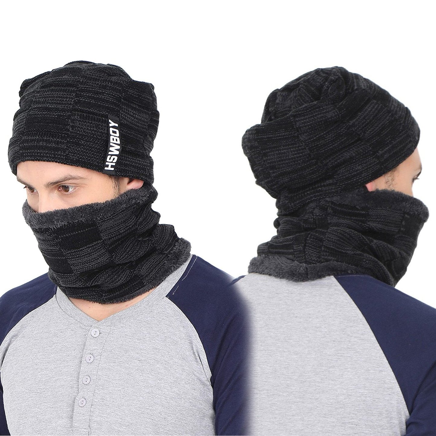 Ultra Soft Unisex Woolen Beanie Cap Plus Muffler Scarf Your Brand