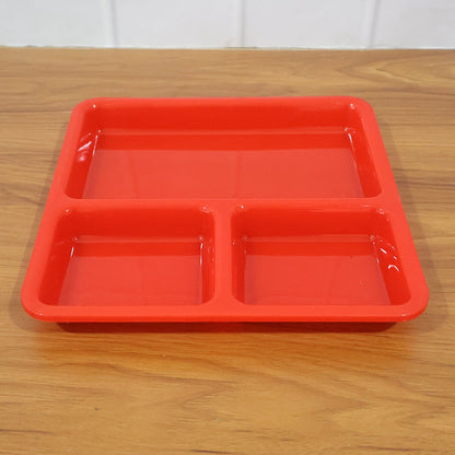 Plastic 3-Compartment Rectangular Meal Serving Tray / Plates (1 Pc)
