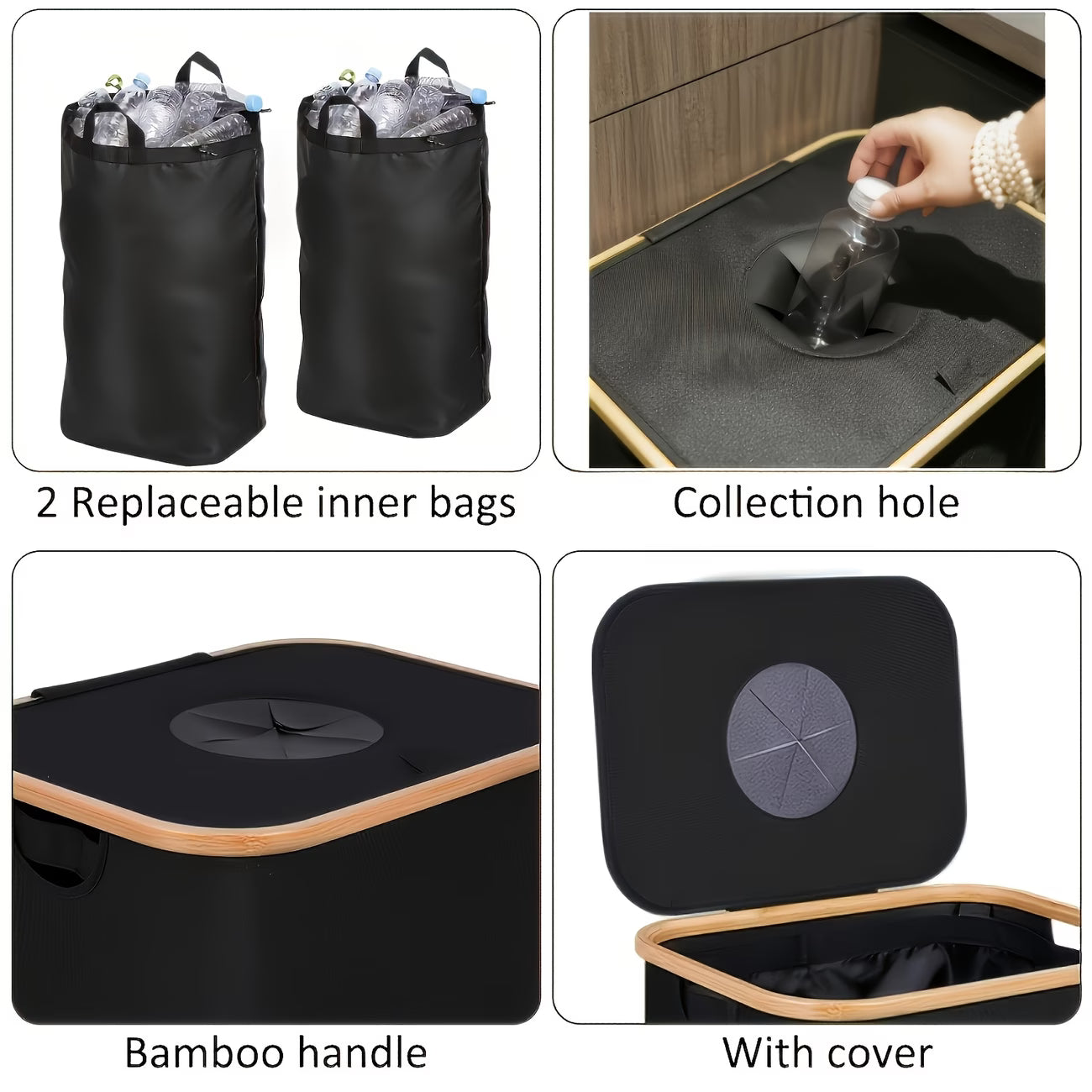 100L Large Capacity Smart Waste Bin with Removable Inner Bag