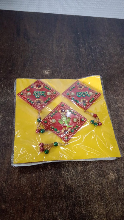 Decorative Wall Hanging Set with Shubh Labh and Ganesh Design (3 Pc)