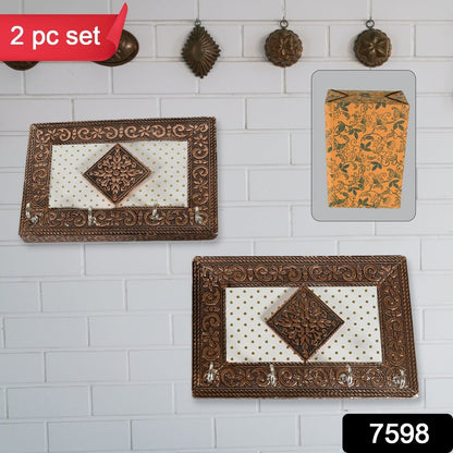 Handicraft Meenakari Wooden keyholder | Wall Hanging Key Holder Style for Your Home Decor & Gift Keys Stand for Entryway, Kitchen, Office, Bedroom Decorative Keys Organizer keyholder (2 Pc Set) Your Brand
