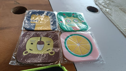 Premium Silicone Drink Coaster (1 Pc, 8×8 cm / Mix Design)