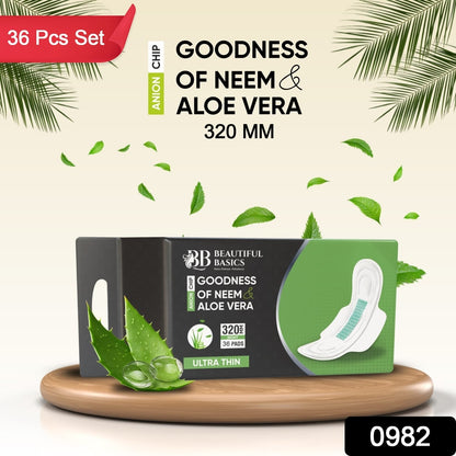 Sanitary Pads for Women With Goodness of Neem & Aloe Vera | Ultra Thin | Leakage Protection | PH Balance | With Antibacterial Anion Chip | 5X More Absorbance (320 mm / 36 Pads) Your Brand