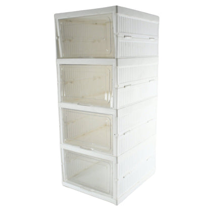 Stackable Multifunctional Storage, for Clothes Foldable Drawer Shelf Basket Utility Cart Rack Storage Organizer Cart for Kitchen, Pantry Closet, Bedroom, Bathroom, Laundry (4 Layer /  1 Pc) Your Brand