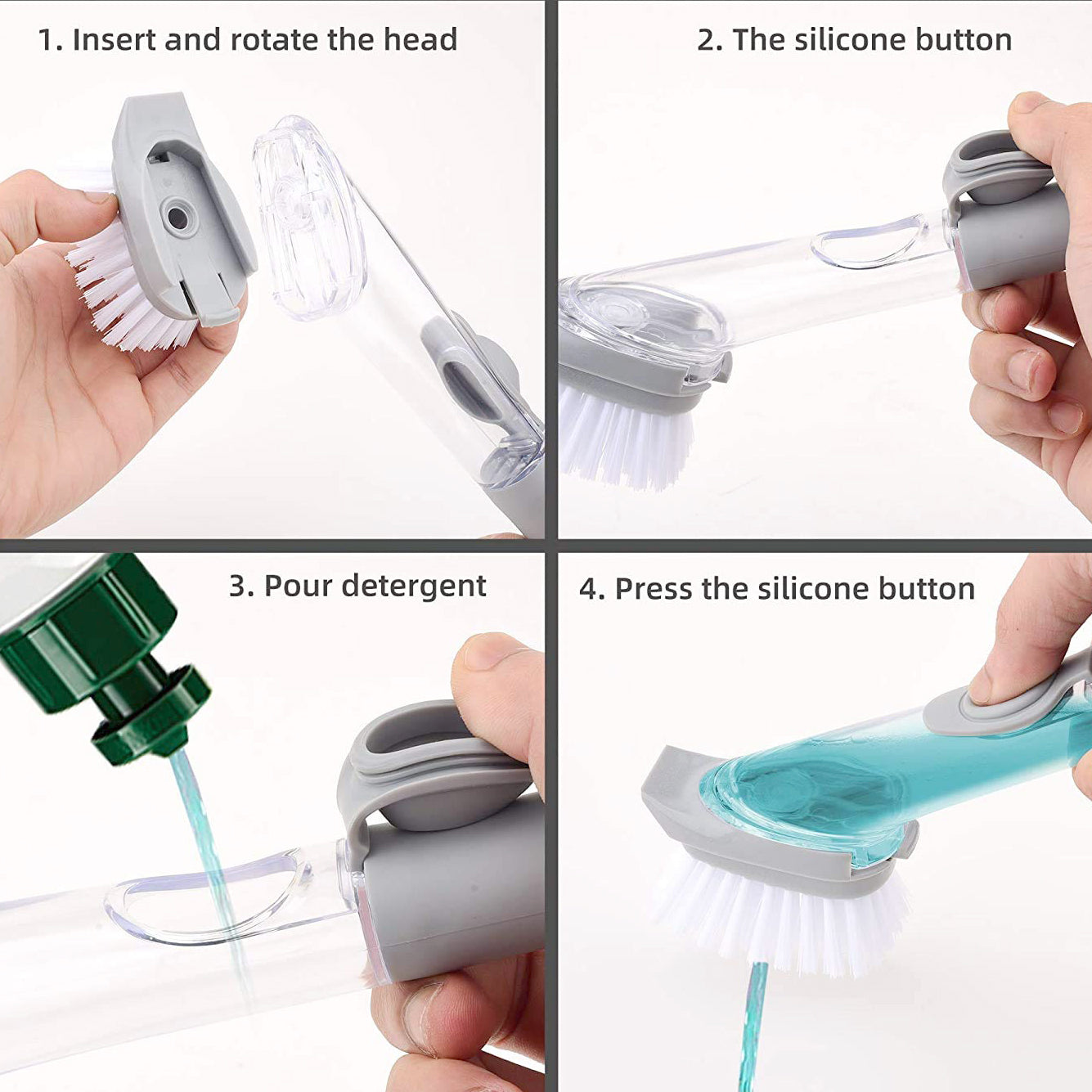 Home & Kitchen Cleaning Brushes, Scrubber, Soap Dispenser Scrub Brush for Pans Pots and Bathtub Sink (5 In 1) Your Brand