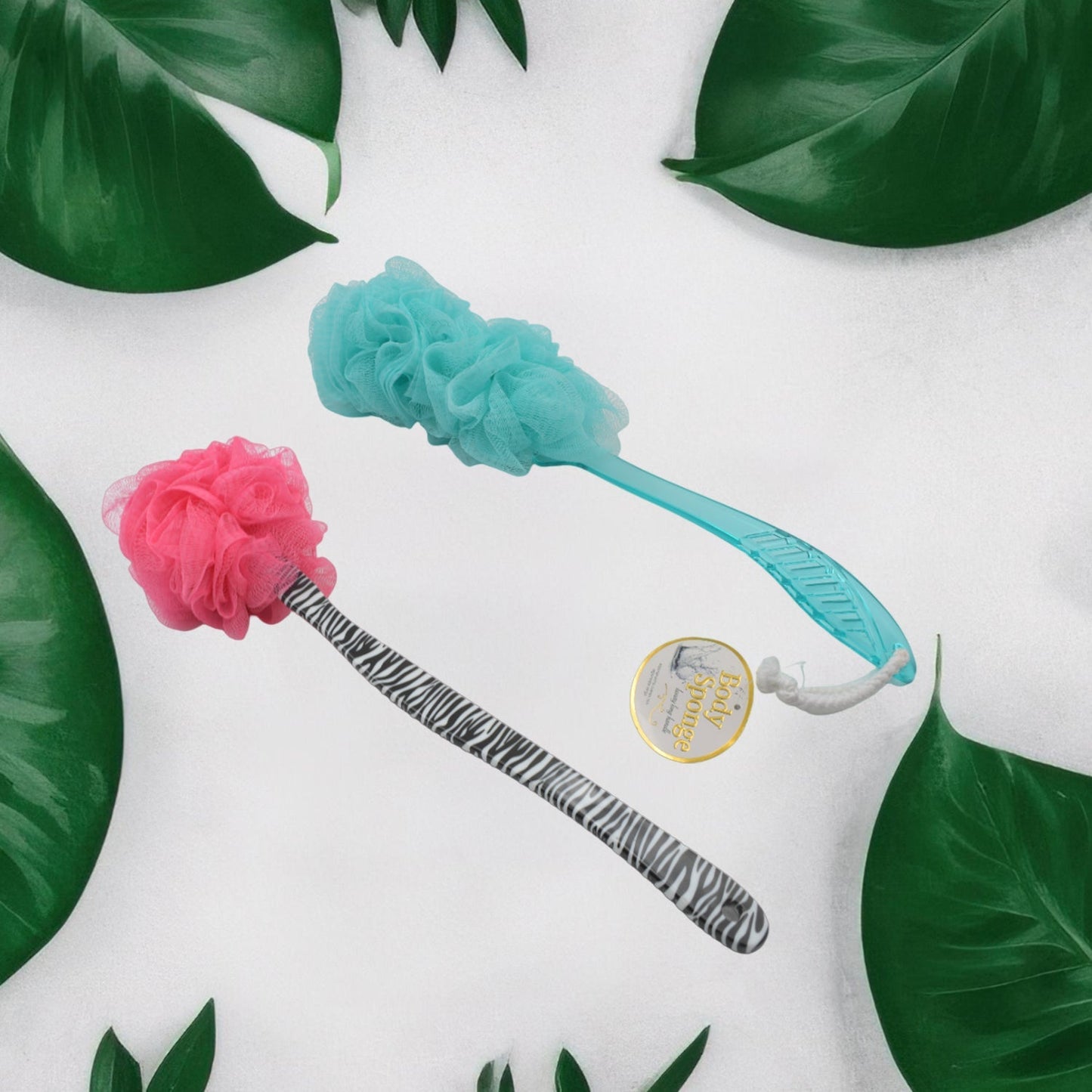 Long Handle Shower Puff Pouf Sponge Exfoliating Mesh Brush Scrubber,Bath Loofah Bath Scrubber for Body Shower Loofah Brushes, Body Bath Brush for Women and Men, Bathroom Shower Accessories (Mix 1 Pc) Your Brand