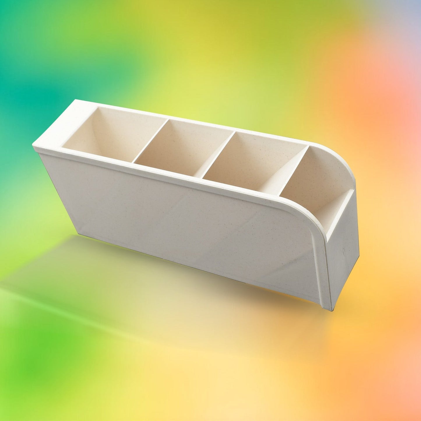 Plastic 4 Compartment Office Desktop Storage Box, Pen Pencil Stand/Holder Stationary Organizer, Plastic Desktop Stationary Organizer For School Your Brand