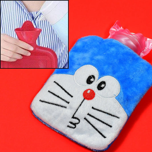 Doremon small Hot Water Bag with Cover for Pain Relief, Neck, Shoulder Pain and Hand, Feet Warmer, Menstrual Cramps. Your Brand