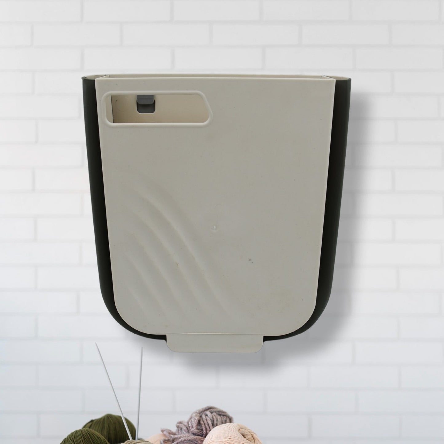 Hanging Trash Can for Kitchen Cabinet Door, Small Collapsible Foldable Waste Bins, Hanging Trash Holder for Bathroom Bedroom Office Car, Portable Your Brand