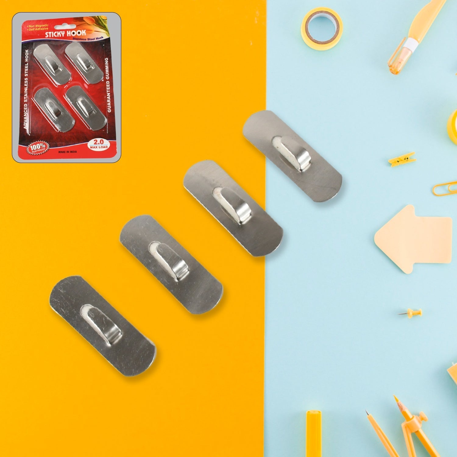 Self- Adhesive Hooks, Heavy Duty Wall Hooks Hangers Stainless Steel Waterproof Sticky Hooks for Hanging Robe Coat Towel Kitchen Bathroom and. Your Brand