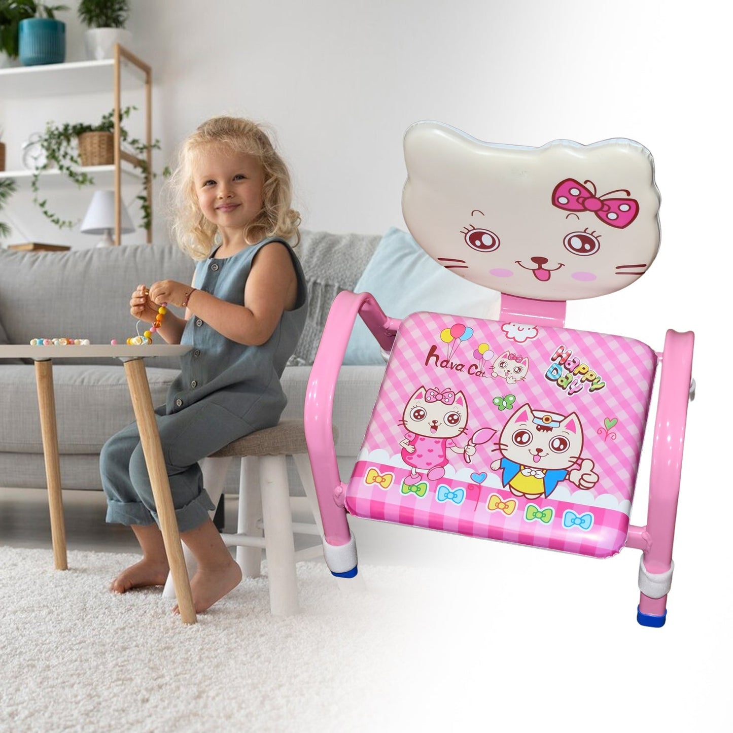 Cartoon Baby Chair Strong Steel Cushion & Comfortable Baby Chair High Quality Chair (1 Pc) Your Brand