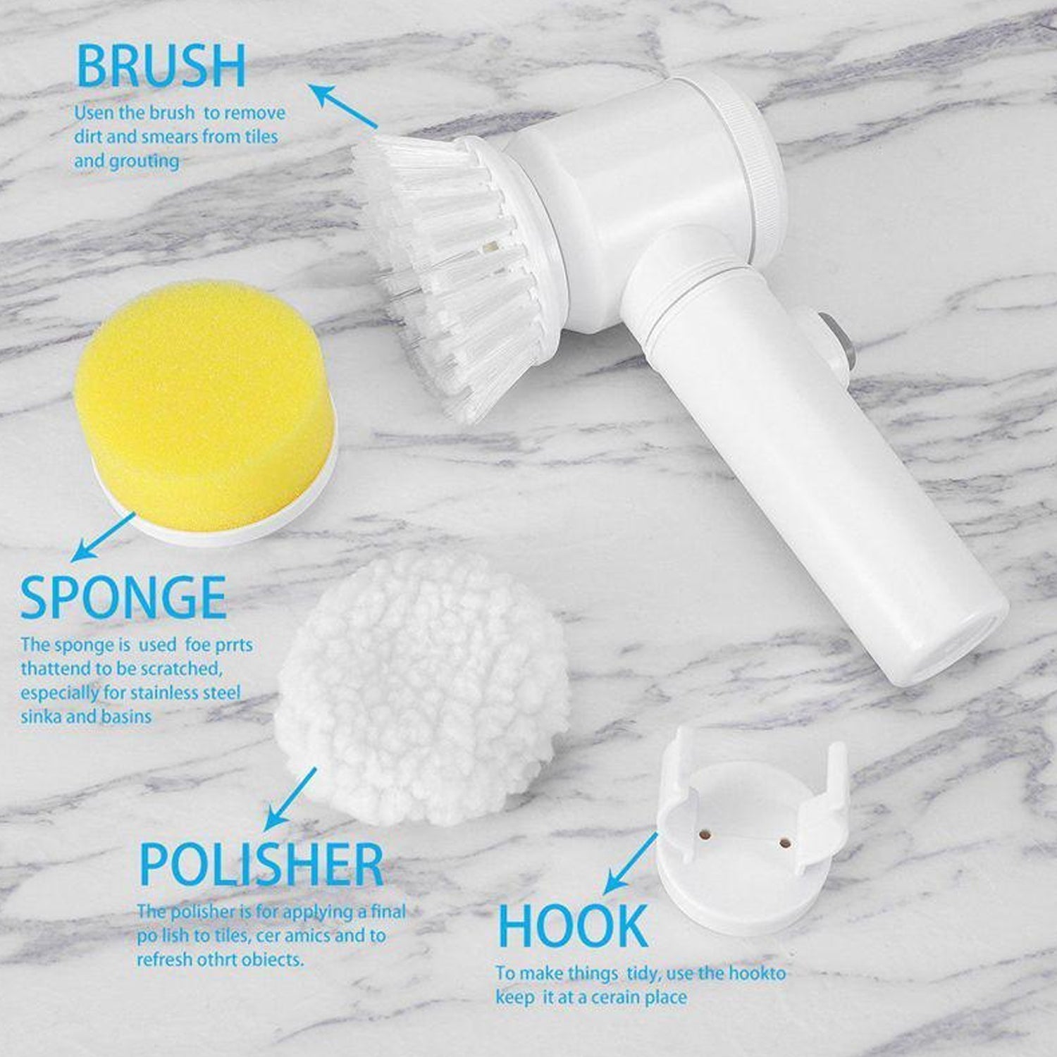 5in1 Home Kitchen Electric Cleaning Brush, Electric Spin Scrubber Your Brand