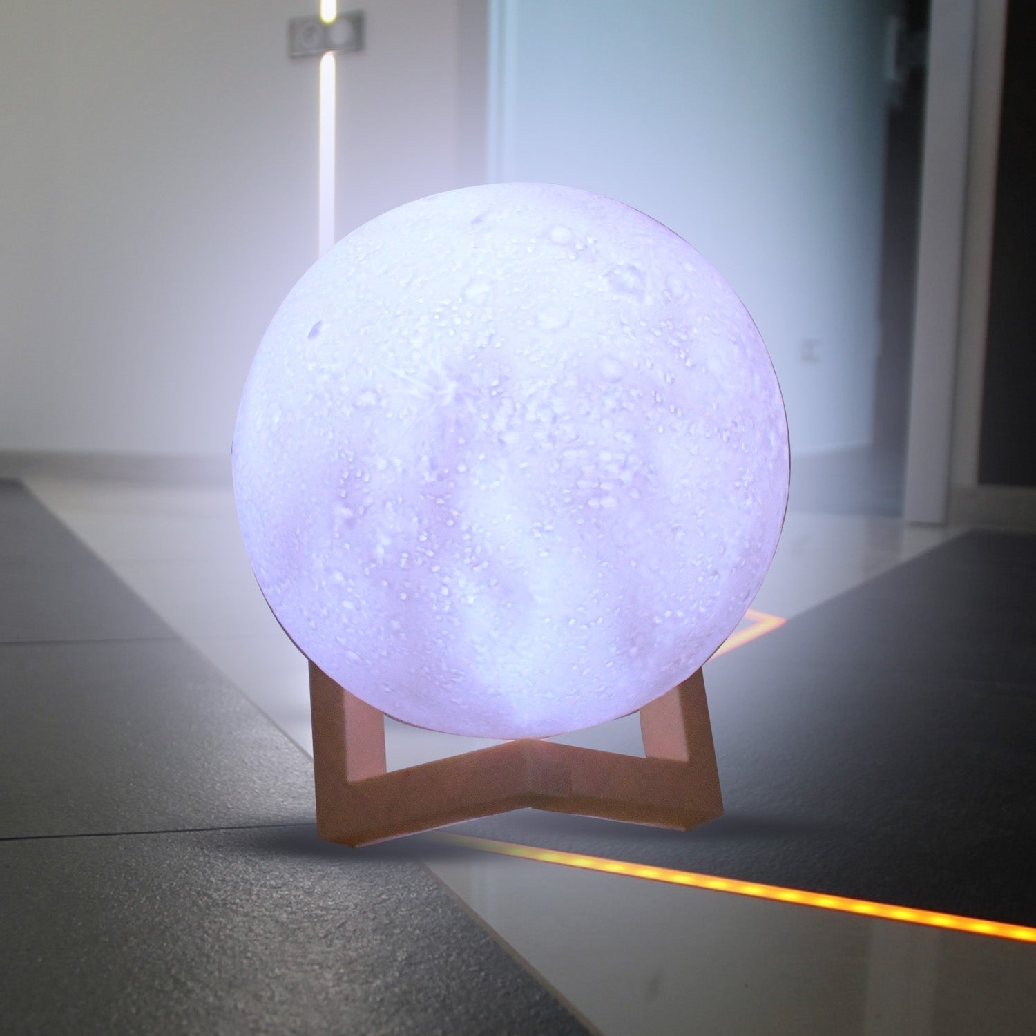 Moon Night Lamp with Plastic Stand Night Lamp for Bedroom (19 x14 Cm / 1 Pc) Your Brand