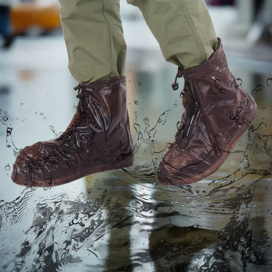 Plastic Shoes Cover Reusable Anti-Slip Boots Zippered Overshoes Covers Transparent Waterproof Snow Rain Boots for Kids / Adult Shoes, for Rainy Season (1 Pair / Small Size) Your Brand