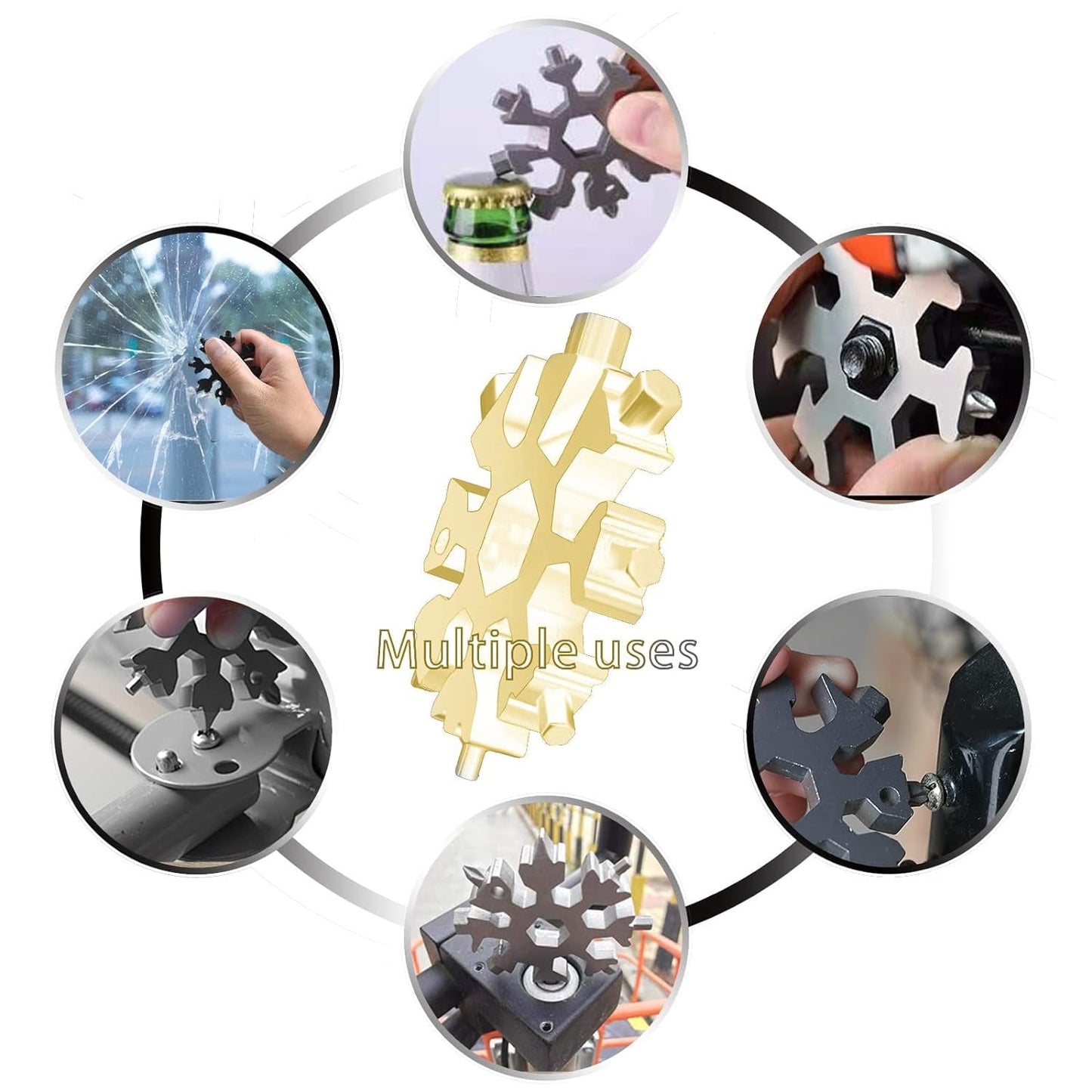 Durable & Portable 18 in 1 Snowflake Multi-Tool, Snowflake Bottle Opener Flat Phillips Screwdriver Kit Wrench Your Brand