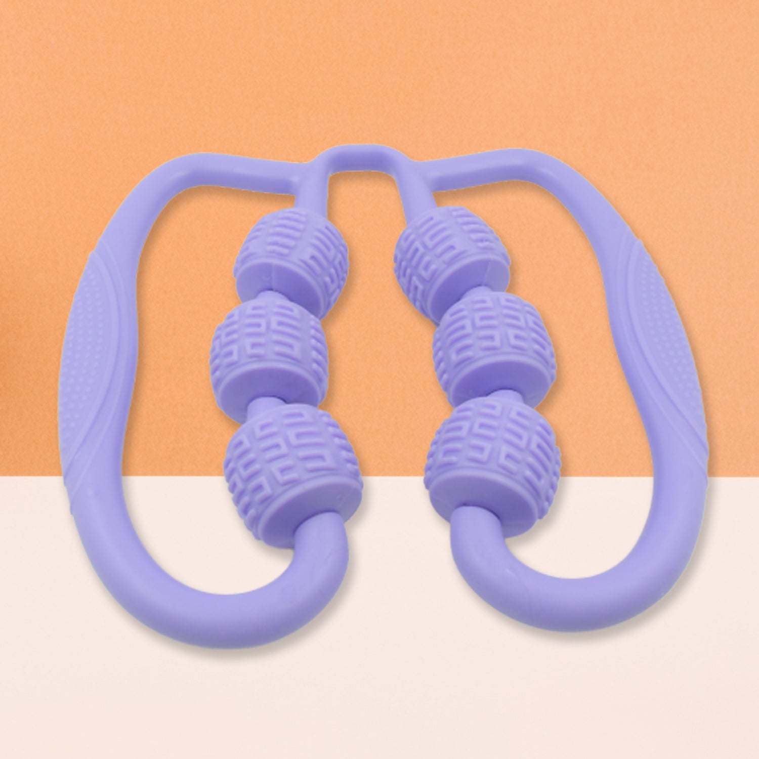 Muscle Massage Roller, 6 Wheels Relieve Soreness Leg Muscle Roller Fitness Roller Muscle Relaxer Massage Roller Ring Clip All Round Massaging Uniform Force Elastic PP Drop Shaped for Home Use (1 Pc) Your Brand