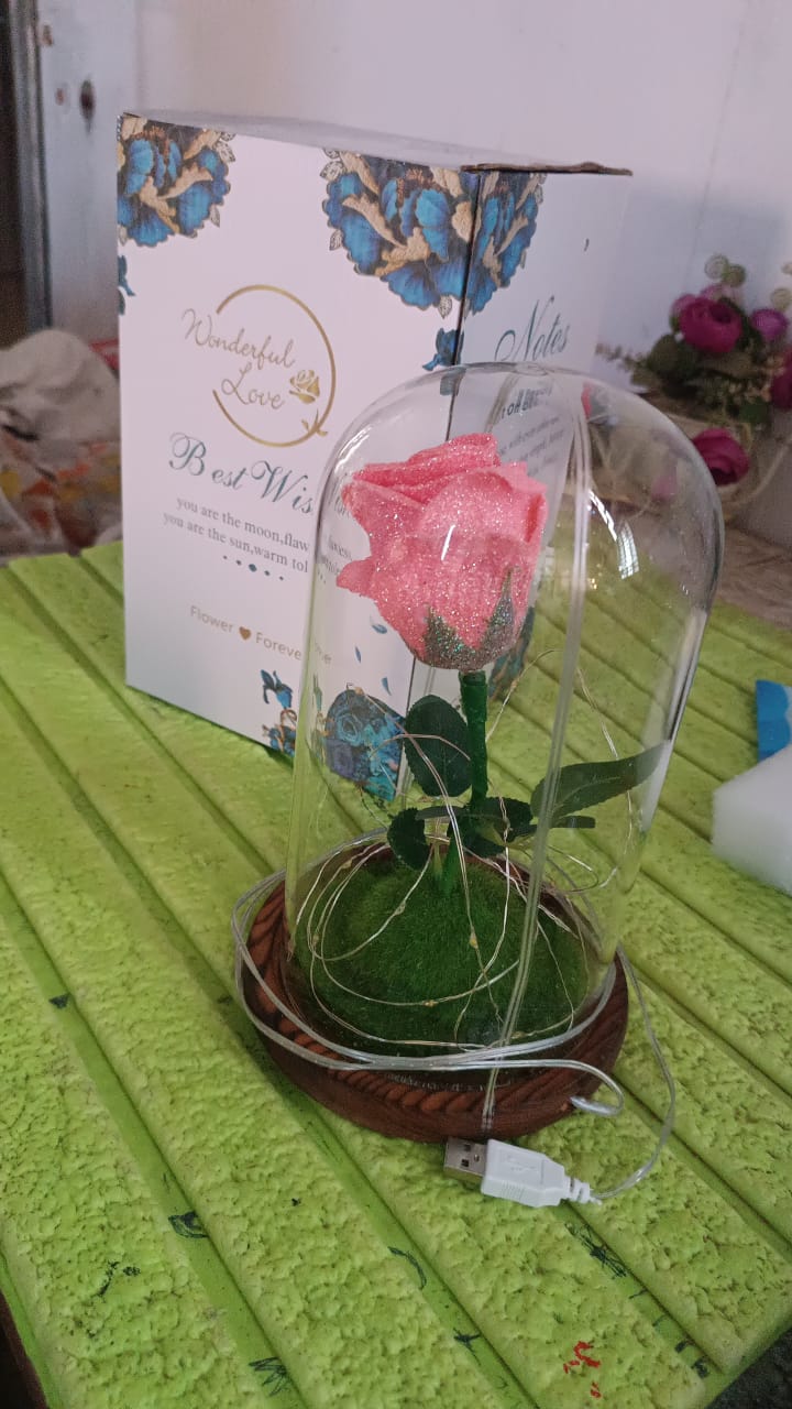 Glass Flower with Led Light Great Gift (1 Set) Your Brand