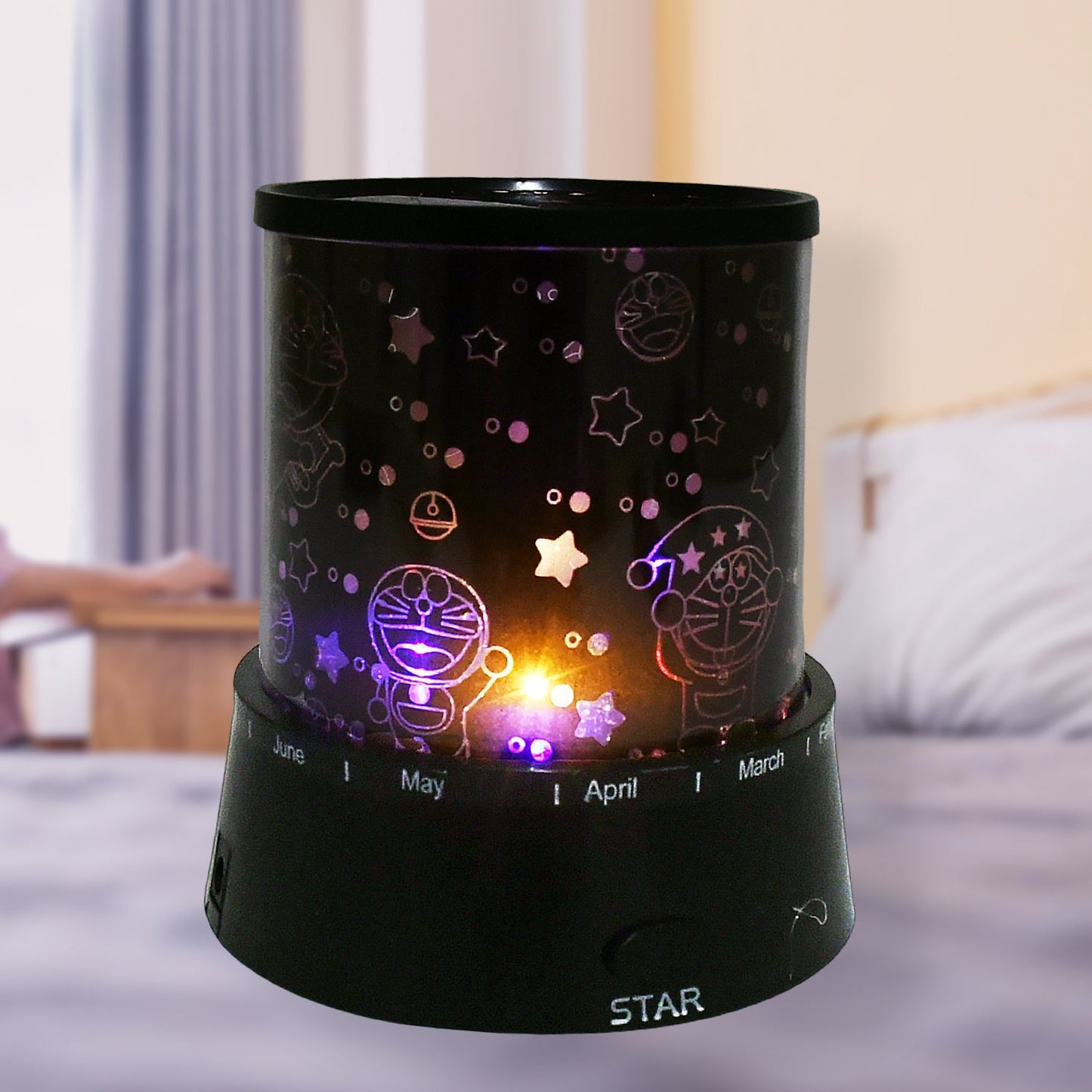 LED Projector Night Light Amazing Lamp, 3 Battery operated lamps, Rotation With the music Function, Master for Kids Bedroom Home Decoration Night Romantic Gift (Battery Not Included / 1 pc) Your Brand