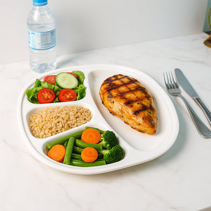 Plastic Large Compartment Dinner Plate / Thali with 4 Sections