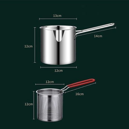 Stainless Steel Deep Fryer Pot with Oil Filter Basket