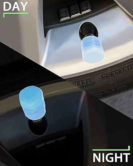 Tyre Valve Caps Luminous Glow Car Tire Air Stem Valve Cap Covers vaal cap ( 4 Pcs Mix Colour) Your Brand