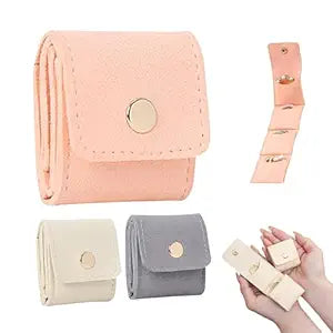 Mini Travel Jewelry Bag | Multi-Compartment Pouch for Rings, Earrings, Necklaces & Accessories | Elegant Design | (Multi Color, Pack of 3)