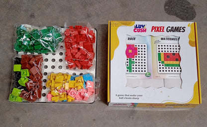Pixel Cubes Toy for Children Early Education, Pixel Game Educational Board Games Board, Birthday Gift for Kids, Learning Math Toy, Brain Games, Math Puzzle (Approx 180 Cubes With Pixel Board & Book) Your Brand