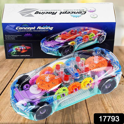 Automatic 360 Degree Rotating Transparent Gear Concept Car with Musical and 3D Flashing Lights Toy for Kids Boys & Girls (Multicolor / Battery Not Included) Your Brand