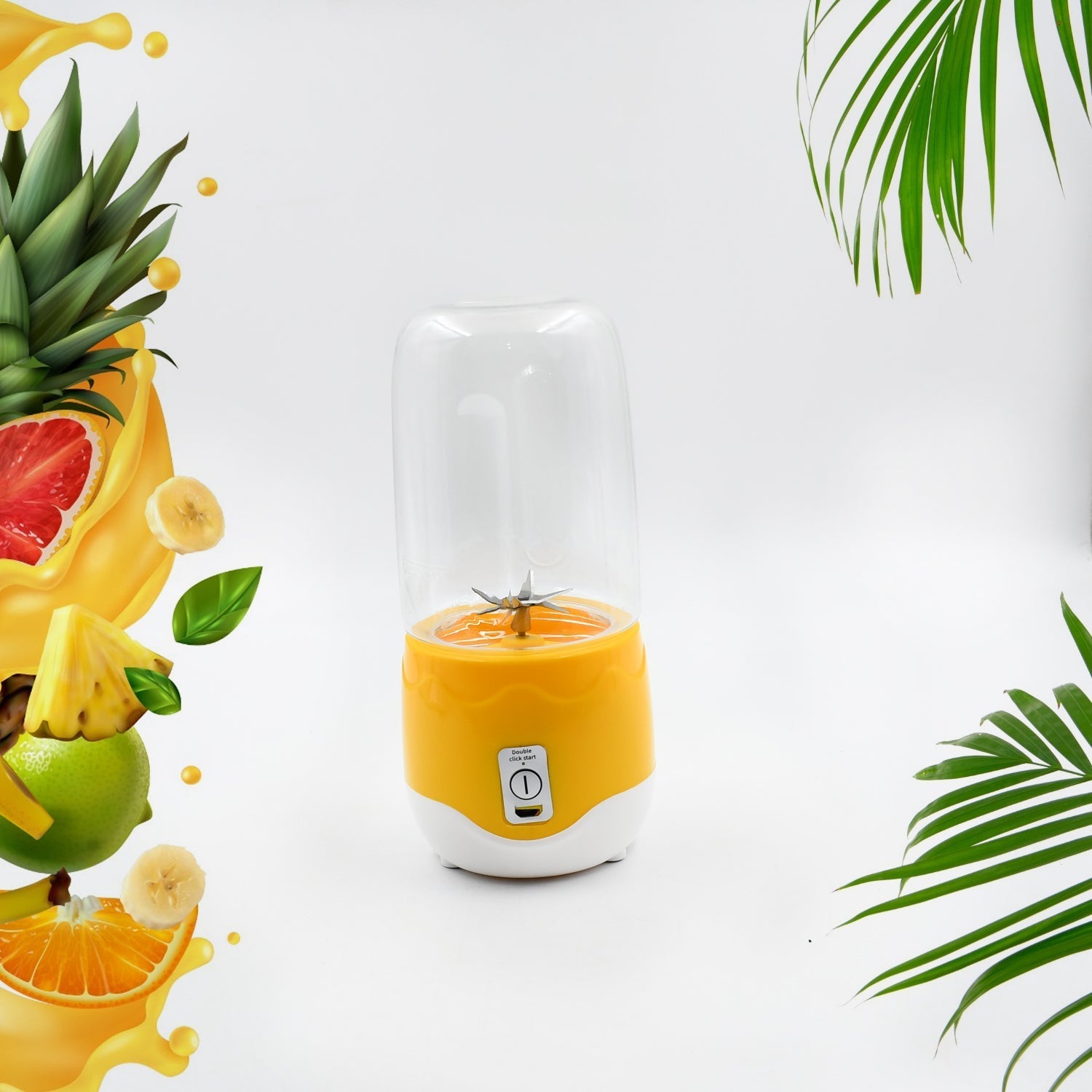 Portable Electric USB Juice Maker 6 blade Blender Grinder Mixer Personal Size, USB Rechargeable Mini Juicer for Smoothies and Shakes with Juicer Cup - 400ml Your Brand