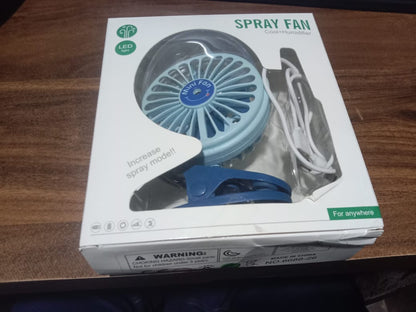 Portable Clip-on Fan, Battery Operated, With Light & Spray, Small Yet Powerful USB Table Fan, 3-Speed Quiet Rechargeable Mini Desk Fan, 360° Rotation, Personal Cooling Fan for Home, Office, Camping Your Brand